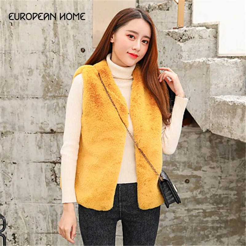 Осенне зимний толстый теплый жилет из искусственного меха Женское пальто новая