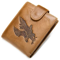 fashion trend mens eagle wallet retro business short head leather id card bag zero wallet mens leather dollar clip