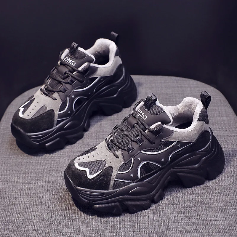 

Genuine Leather Winter Sneakers Women Warm Casual Shoes Velvet Fur Warm Female Casual Shoes Fur Sneakers for Women