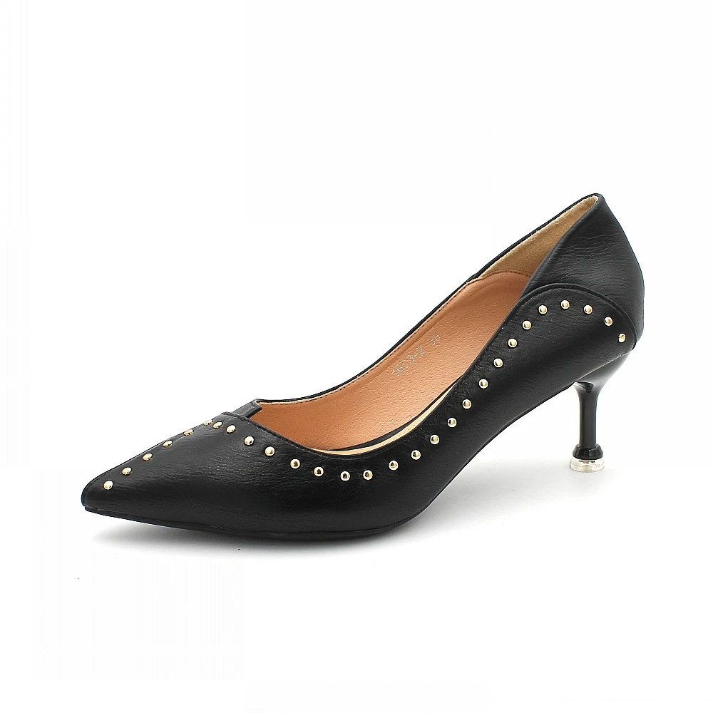 Women Pumps 2020 Brand Spring High Heels Shoes Fashion Pointed Toe Rivet Female 6cm Heel Office Ladies Party Single | Обувь