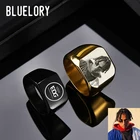 Bluelory Персонализированная нержавеющая сталь лазерная гравировка имени логотипа фото на заказ женские и мужские кольца для парня крутые ювелирные изделия