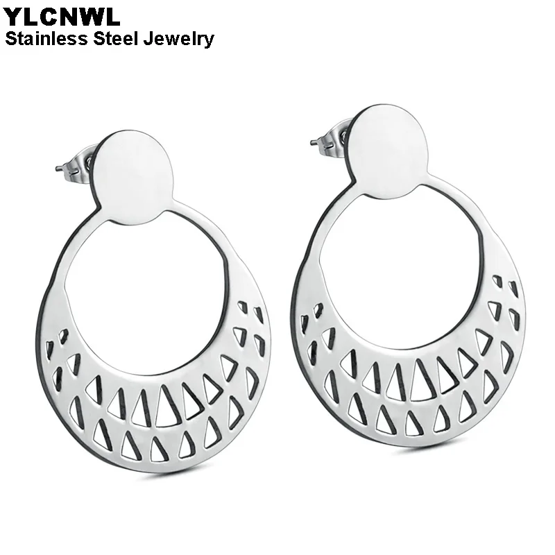 Женские круглые серьги из нержавеющей стали золотистого цвета 2020|fashion stud earrings|stud
