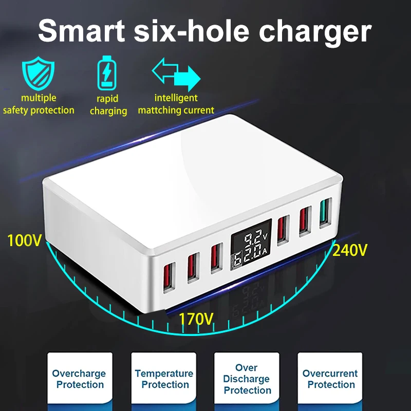 QC 3 0 6 портов s USB зарядное устройство для смарт зарядки многопортовое путешествий