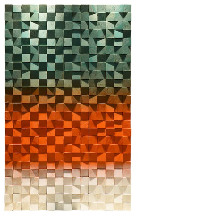 

Orange Green Original Pine Wood Background Backsplash 3D Wooden Mosaic Wall Tile DQ191