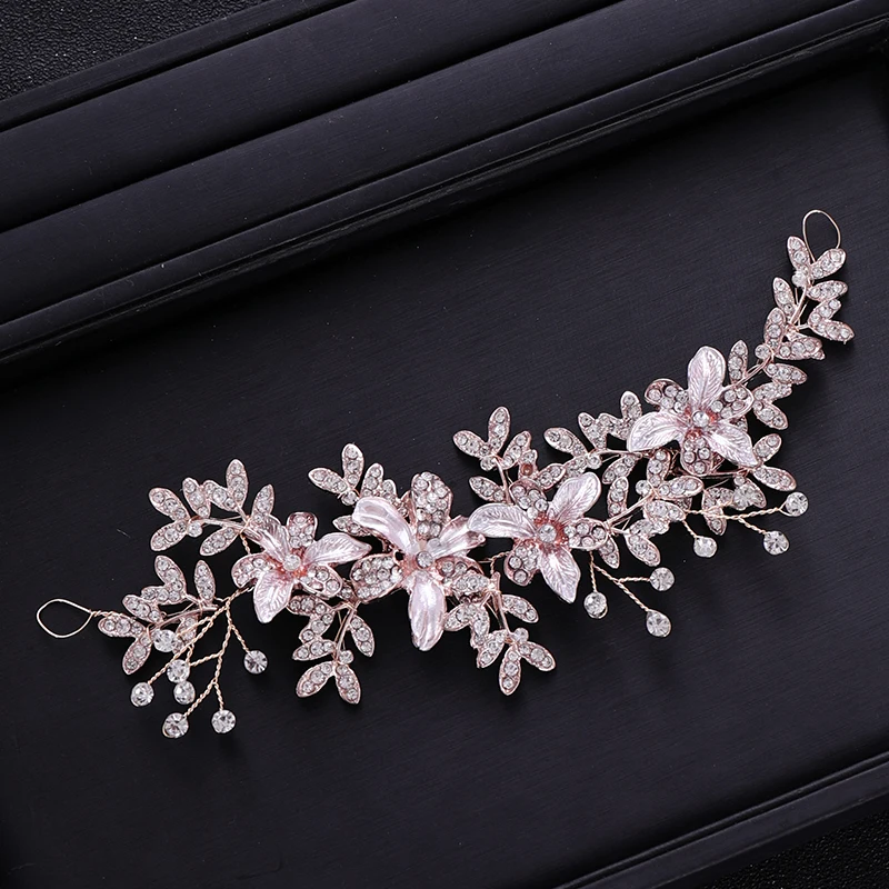 Новый свадебный аксессуар для волос Стразы с листьями и цветами повязка на