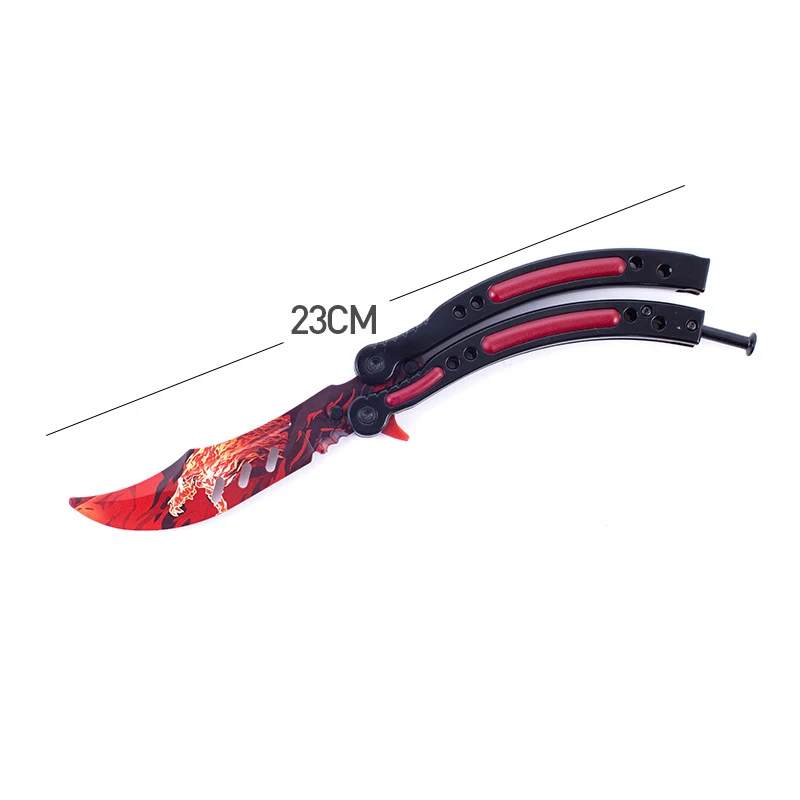 

Csgo All-steel Butterfly Training Folding Knife Cartoon Practice High-Hardness Folding Knife Portable Comb Unblade Toy Knife