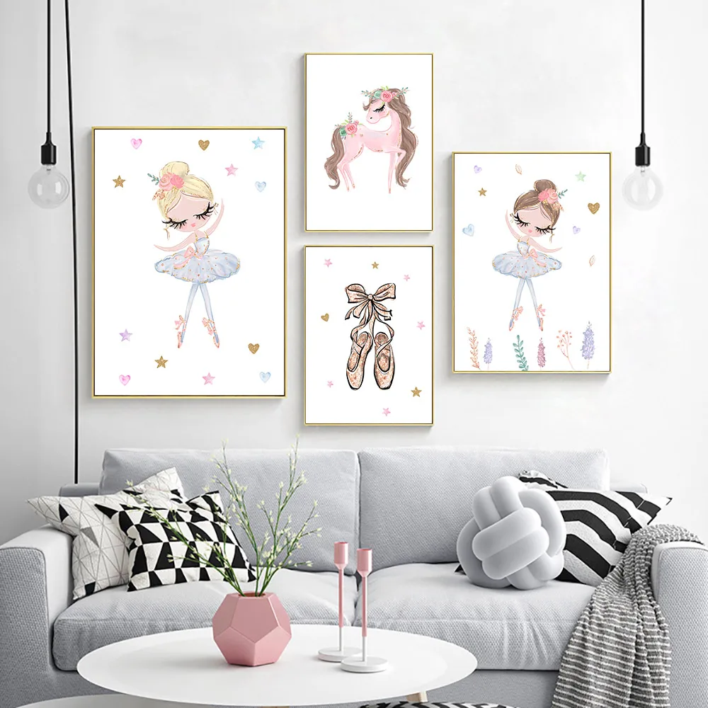 Постер с изображением девушки и птицы в скандинавском стиле Акварельная