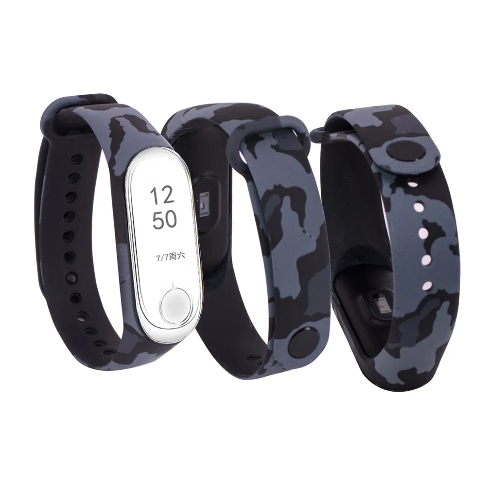 Camouflage gray9 1 шт цветные цветы mi Band 4 ремешок сменный Браслет для Xiaomi mi band 3 4 Универсальный силиконовый ремешок на запястье mi 3 ремень - Цвет: Camouflage gray9