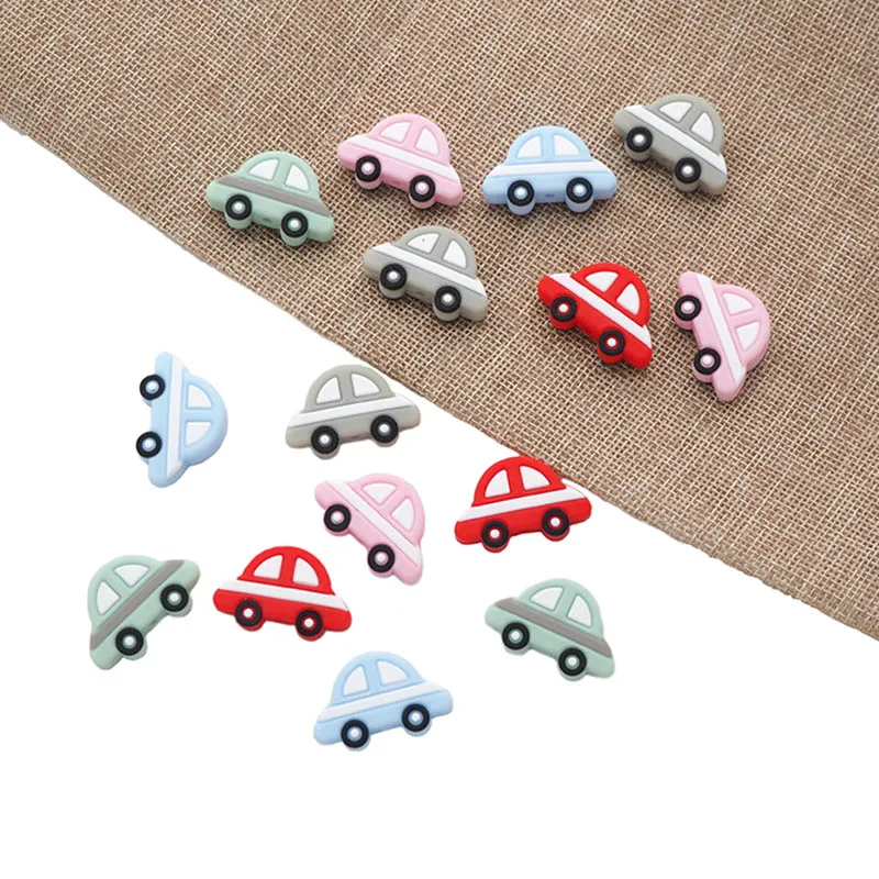 Chenkai-Cuentas de silicona para coche de beb&eacute;, cuidado bucal colorido para reci&eacute;n nacido, mordedor colgante, regalo de ducha, 10 Uds.-1