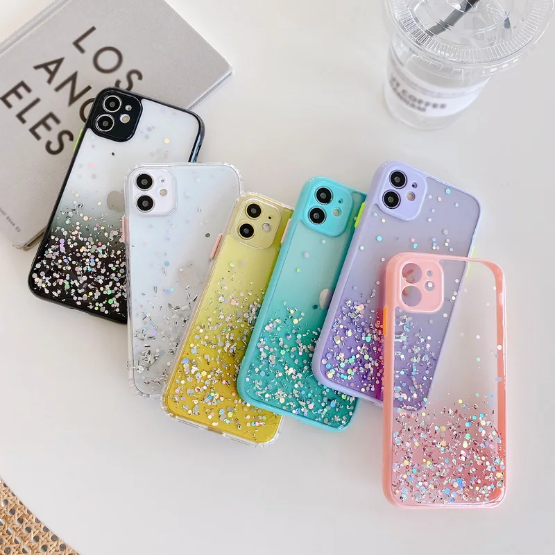 

For Samsung Galaxy Note 20 Ultra A71 A51 A10S A20S A21S A50 A12 A11 Glitter Lens Protect Acrylic Transparent Epoxy Case Cover