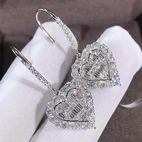 jk fashion cubic zirconia heat shape women drop earrings wedding engagement jewelry shine girl fashion earrings hot dropshipping
