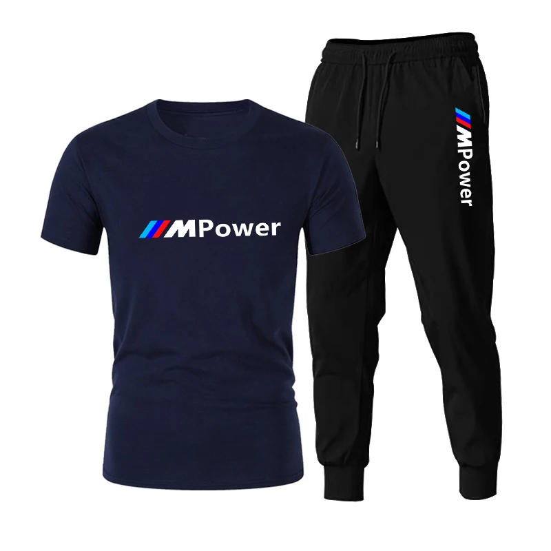 

2021New T-shirt 2 Pieces Sets Tracksuit Printing Men Short Sleeves+Pants Pullover Sportwear Suit Casual Sports Men Clothes