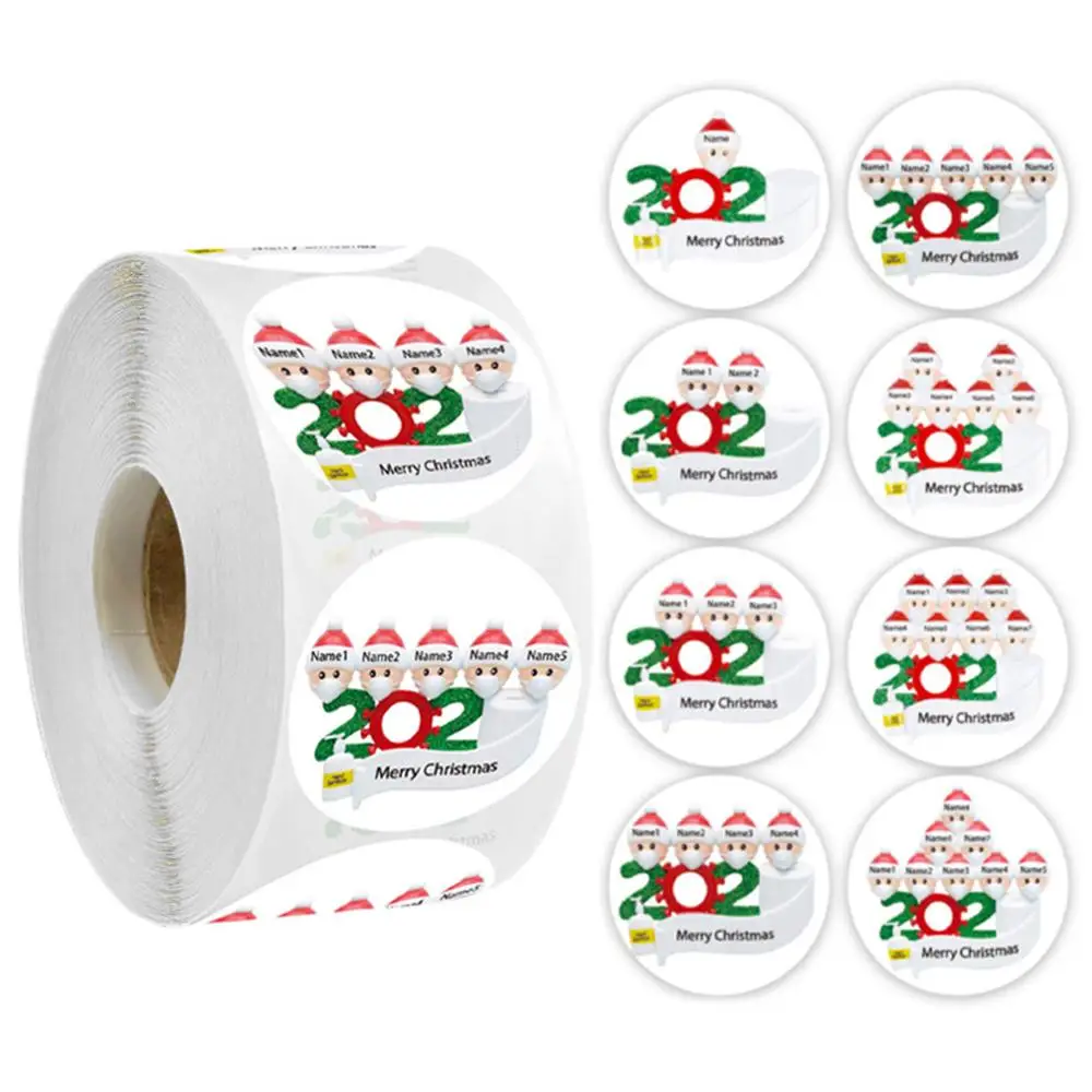 2020 Рождественский дизайн самоклеящихся стикеров подарки Именные Бирки подарок