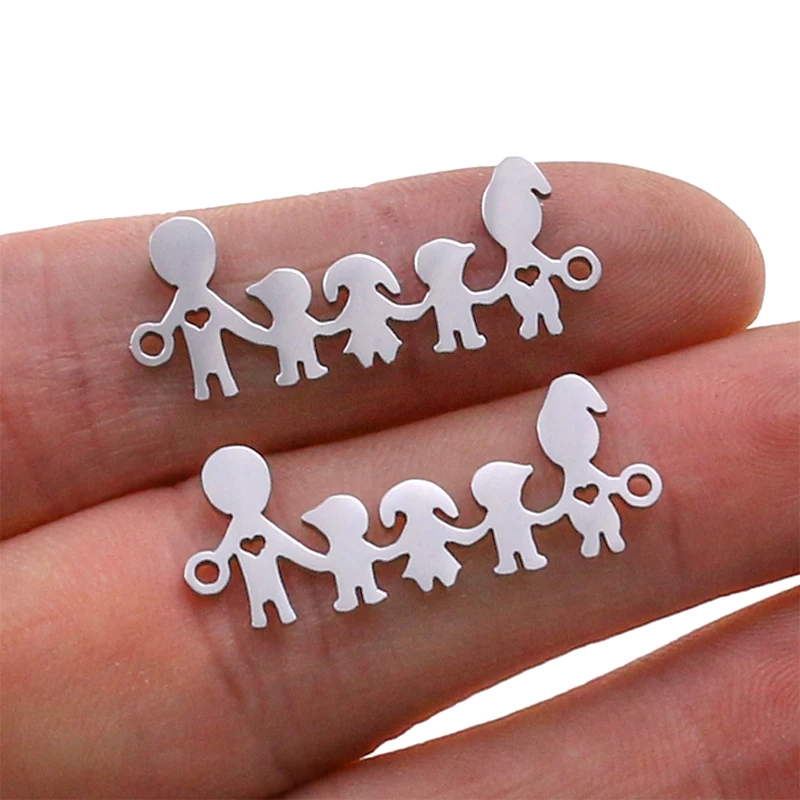 5pcs Family Chain Stainless Steel Pendant Necklace Parents and Children Necklaces Gold/steel Jewelry Gift for Mom Dad New Twice - Цвет: Steel 46