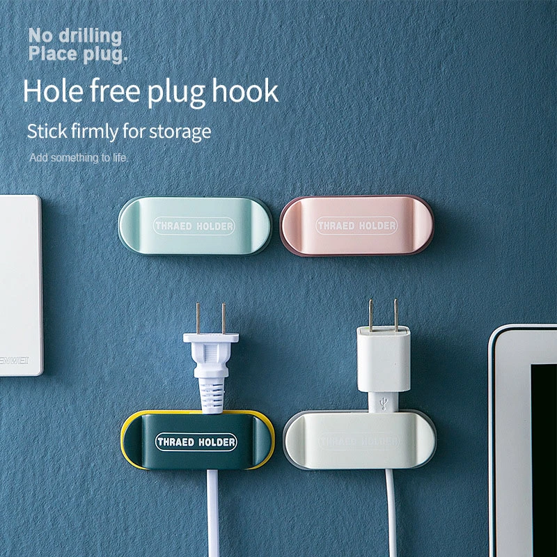 

Cable Clip Organizer Wall Creative Plug Hook Cable Holder Free Punching Practical Home Wall Mount Wire Storage Device Home