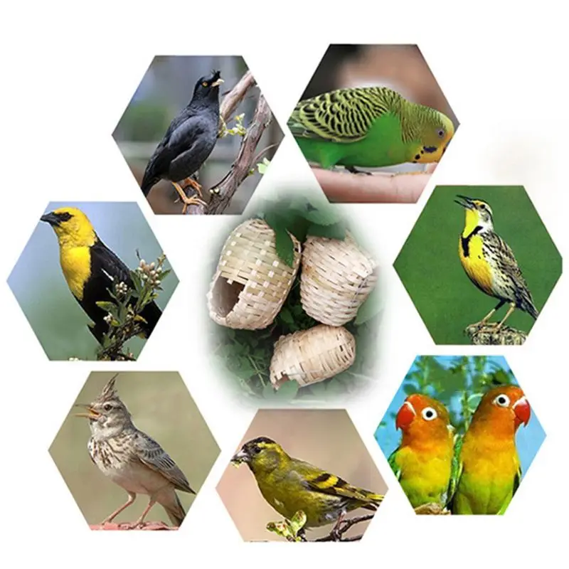 Птичье гнездо натуральный бамбук ручной работы Финча укрытие клетка игрушка