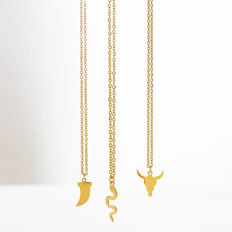 Женская цепочка в стиле панк с Булл уникальная змеиная Подвеска из слоновой