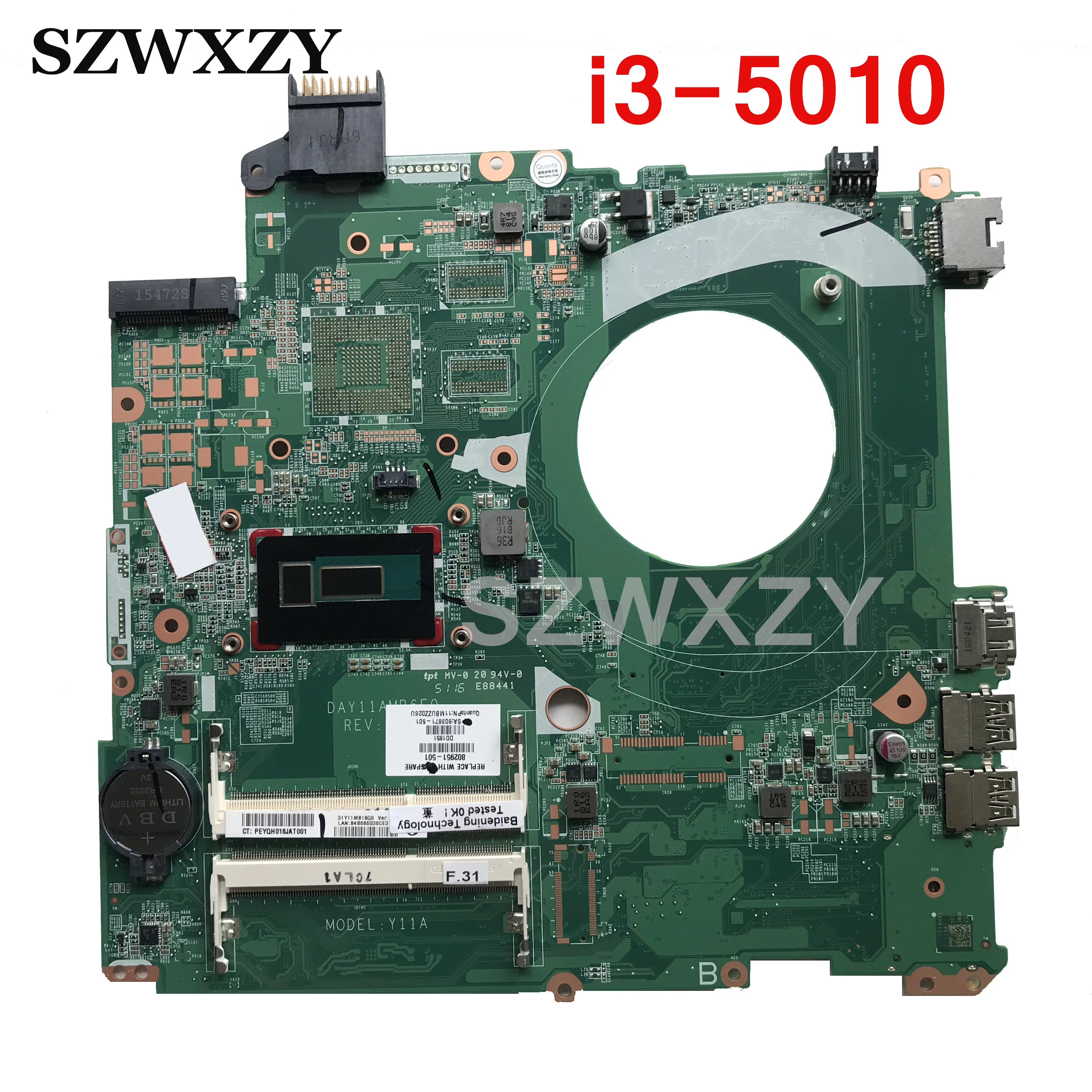 Для hp 15 P серийная материнская плата для ноутбука 802951 501 001 601 с i3 5010U Процессор