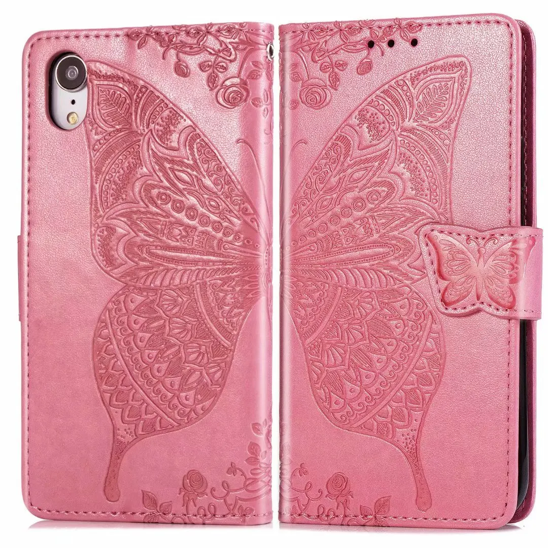 Pink Кожаный чехол для телефона с рисунком бабочки для iPhone 6, 6S Plus, 7, 8 Plus, 11 Pro Max, откидная Подставка для Apple iPhone X, XS, чехол для Max XR - Цвет: Pink