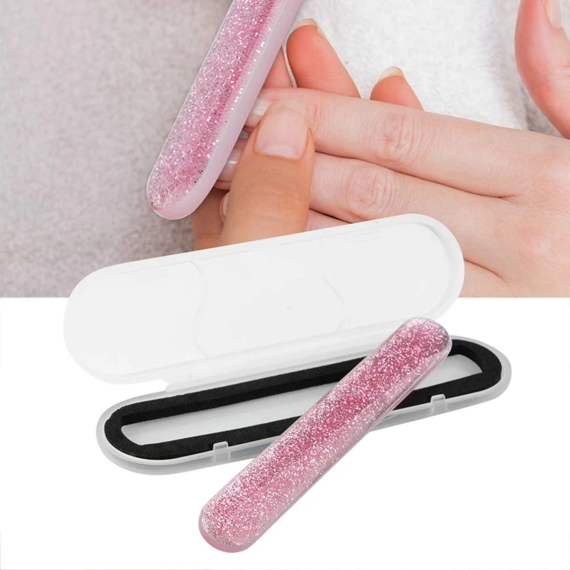 Glass Nail File Crystal Shiner Nano Mini Buffers Block with Portable Case for Natural Nails | Красота и здоровье