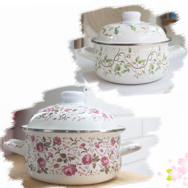 Эмалированная кастрюля толщиной 2 л маленькая для супа горшки и Стандартные