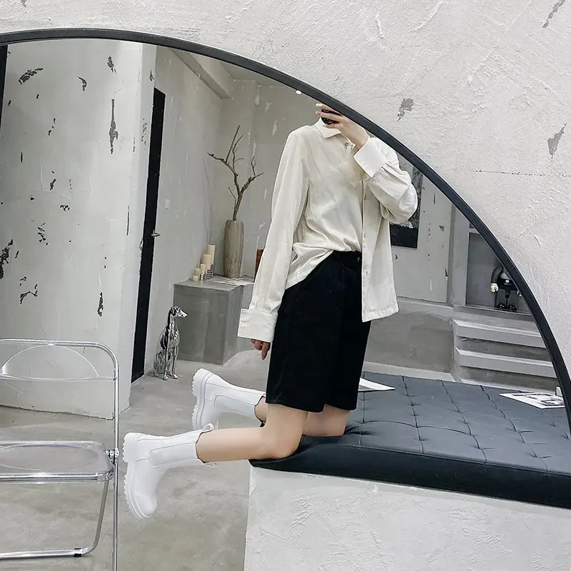 

Martin boots women 2020 spring and autumn new thick bottom Chelsea boots women tide fashion wild medium tube boots X276