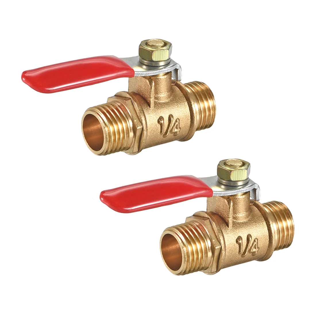 

uxcell Brass Air Ball Valve Shut Off Switch G1/4 Male to Male Pipe Coupler 2Pcs