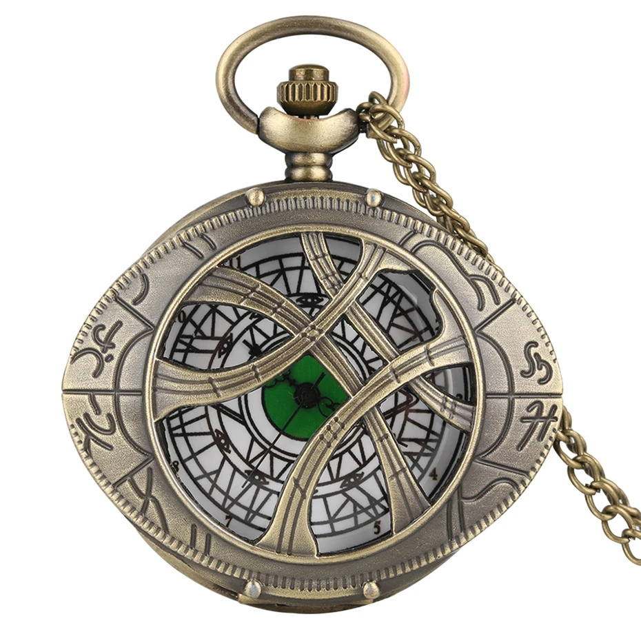 Уникальный супер герой Доктор Стрэндж металлический глаз Agamotto кварцевые карманные часы Бронзовый Доктор Кто ожерелье свитер цепь антикварные часы подарок