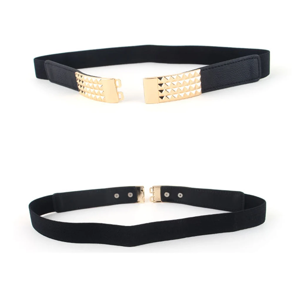 Женская Золотая Пряжка эластичный пояс-стрейч Повседневный женский пояс из