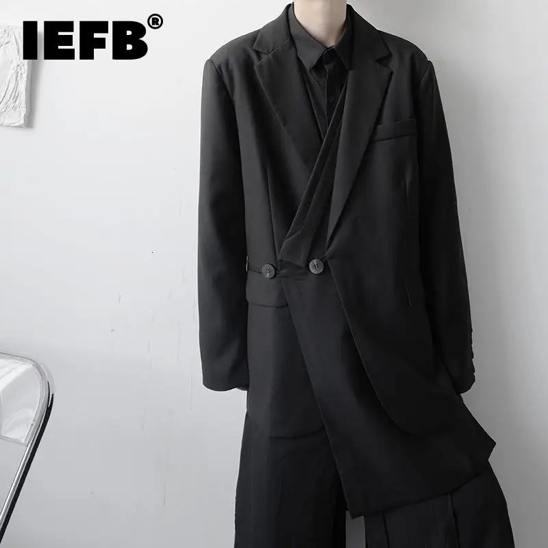 

IEFB 2021 New Men's Niche Irregular Deconstruction Japan Suit Coat Autumn Fashion Men's Casual Black Loose Design Blazer 9Y9270
