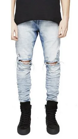 

Men's foreign trade jeans popular fashion hole-breaking nostalgia big rags men's jeans long pants