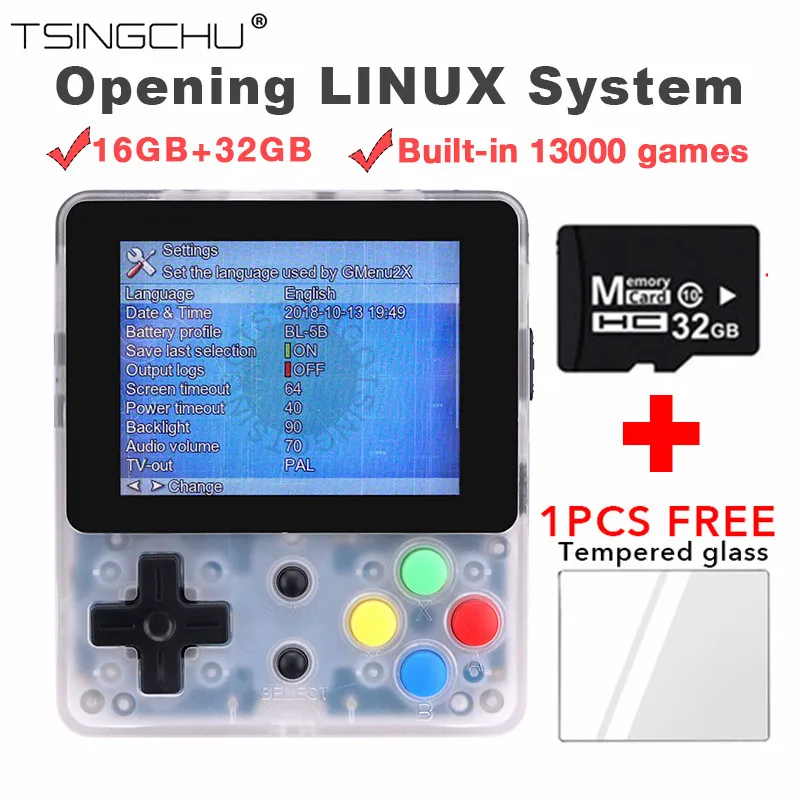 Игровая консоль TSINGO LDK, система Linux, 16 ГБ/48 ГБ памяти, 2,6 дюймов экран, встроенный 1000+ игры внутри, Ретро ручной мини-игровой плеер