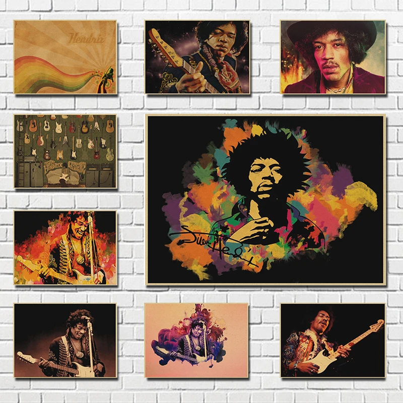 

Electric Guitar God Poster Rock Music Vintage Poster Bar Cafe Home Decoration Painting Art Wall Stickers