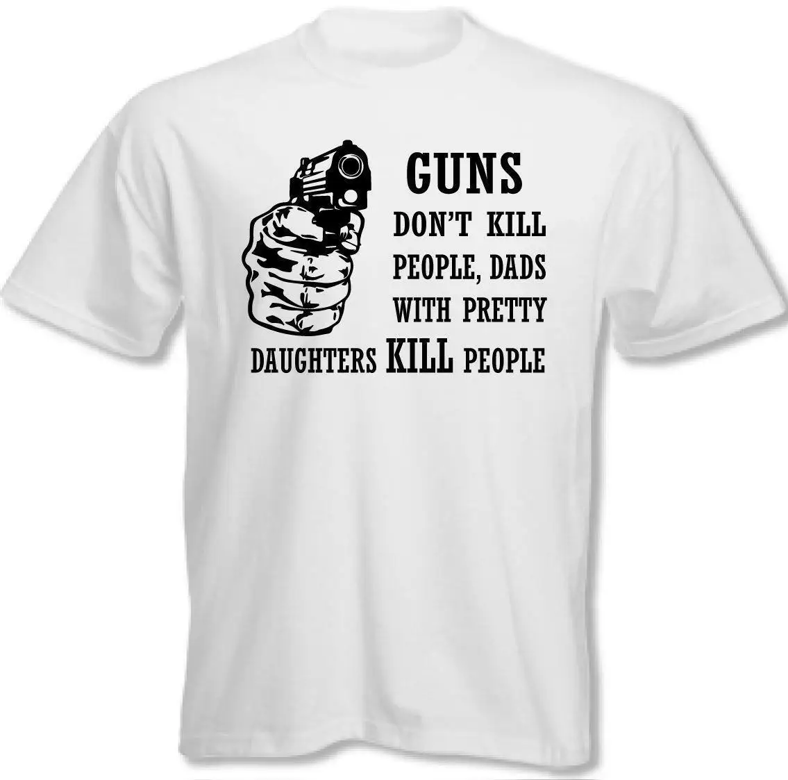 Папа с симпатичными дочерями убивают людей Мужская забавная Футболка день отцов|