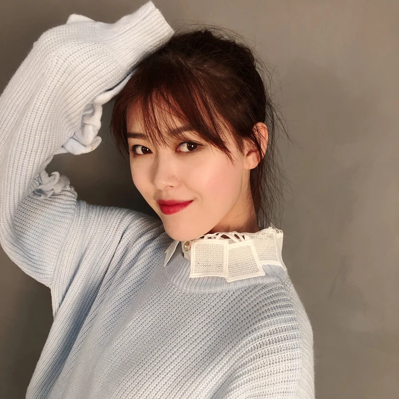 Поддельный ложный воротник женская блузка кружевной вырезанный квадратный