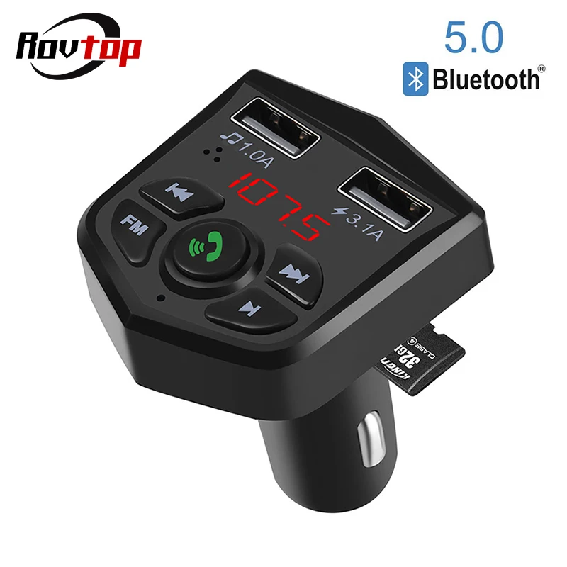 Bluetooth 5,0 автомобильный комплект громкой связи беспроводной Bluetooth fm-передатчик Автомобильный mp3 плеер 3.1A Быстрая зарядка двойной USB зарядное устройство TF карта Z2