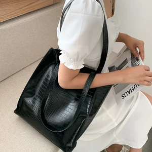 pu leather alligator pattern vintage shoulder bag for women fashion totes large capacity lady shopping tote pouch clutch handbag free global shipping
