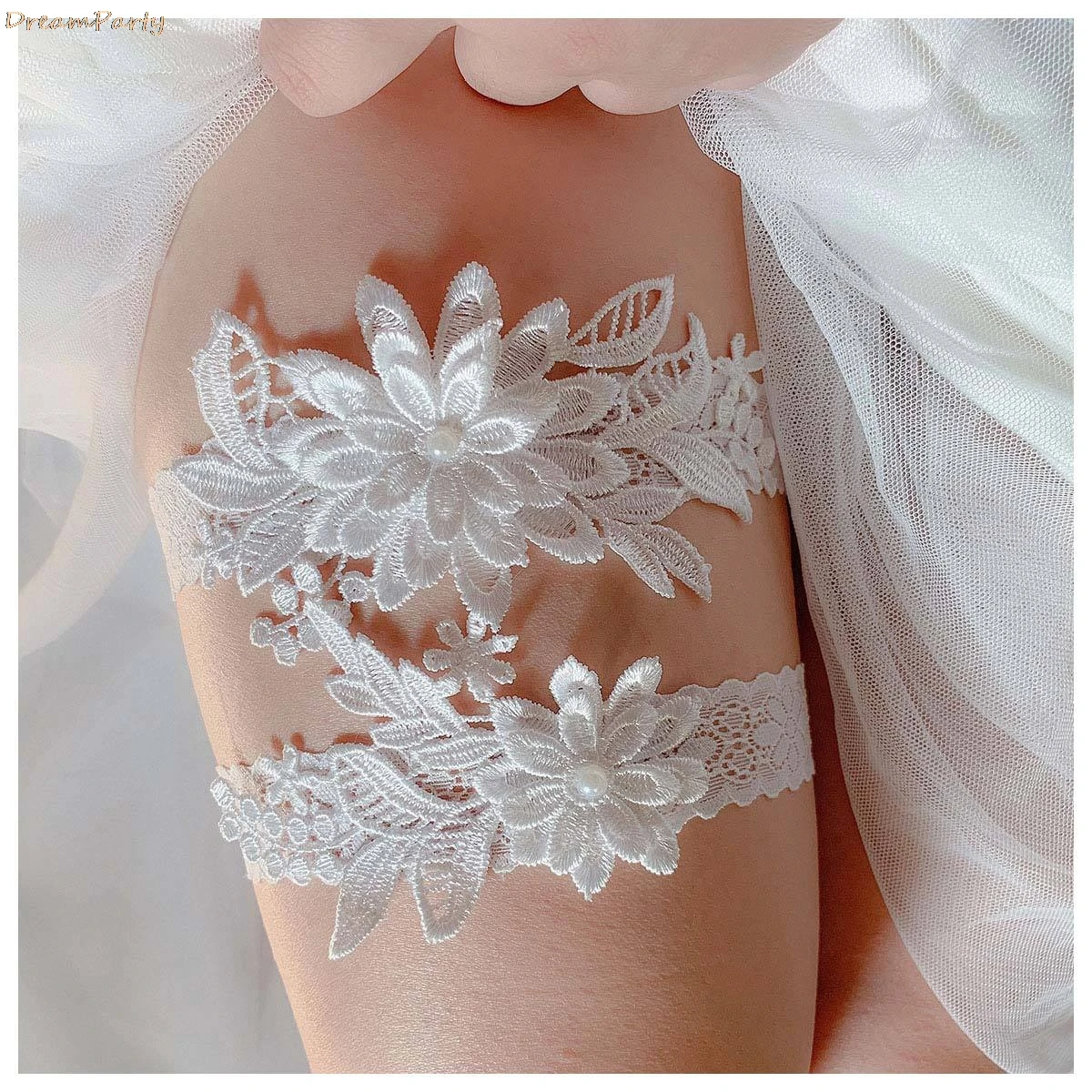 Кружевная Свадебная подвязка 10 пар сине-белая темно-синяя элегантная свадебный