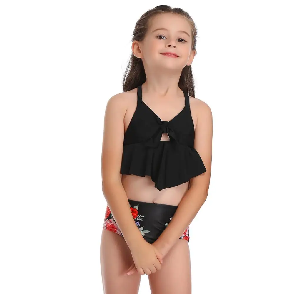 2020 New Girls Swimwear Two Piece Swimsuits Bikini Set High Waist Bench Bathing Suit Summer Swimming Cute Print LX20007 | Спорт и