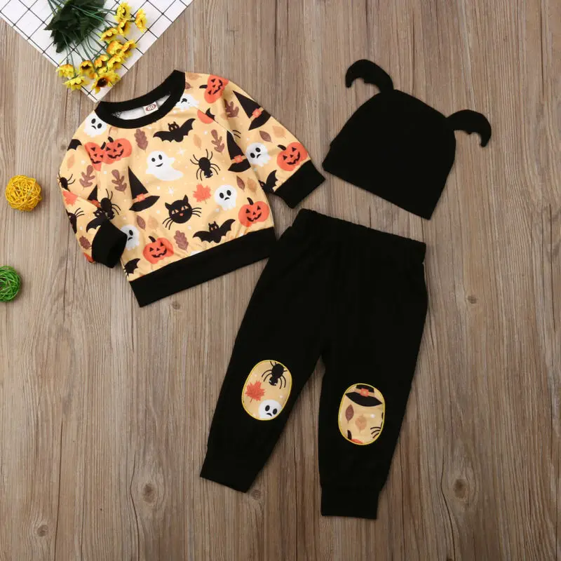 Хэллоуин 3 предмета свитер с длинными рукавами для маленьких мальчиков и девочек