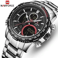 naviforce brand watch men stainless steel band waterproof quartz wristwatch big sports chronograph clock watches date male reloj