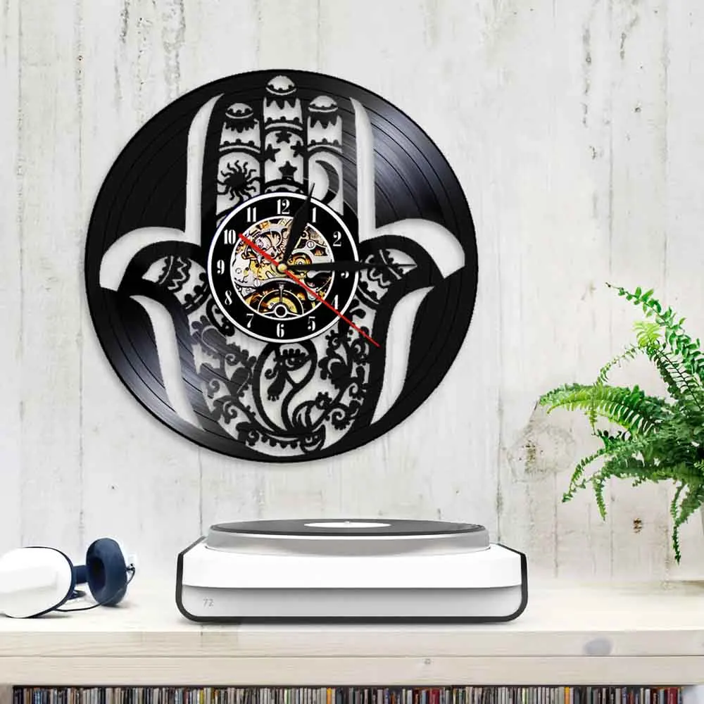 Настенные 3d-часы Hamsa рука Фатимы винтажные виниловые часы креативные Подвесные