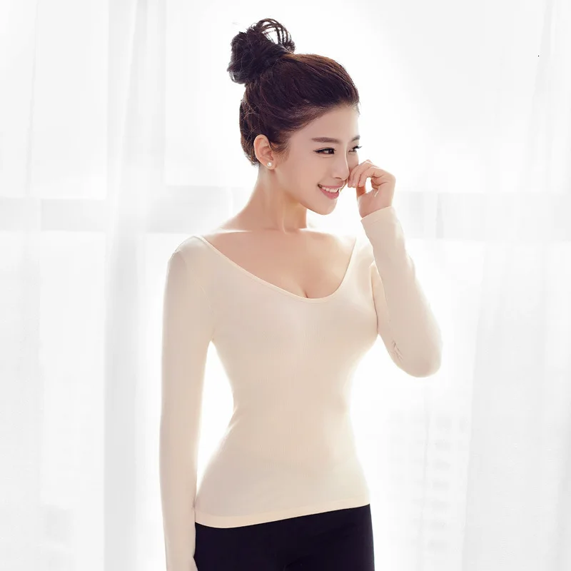 Бесшовное утепленное нижнее белье для бодибилдинга с U-образным вырезом топы