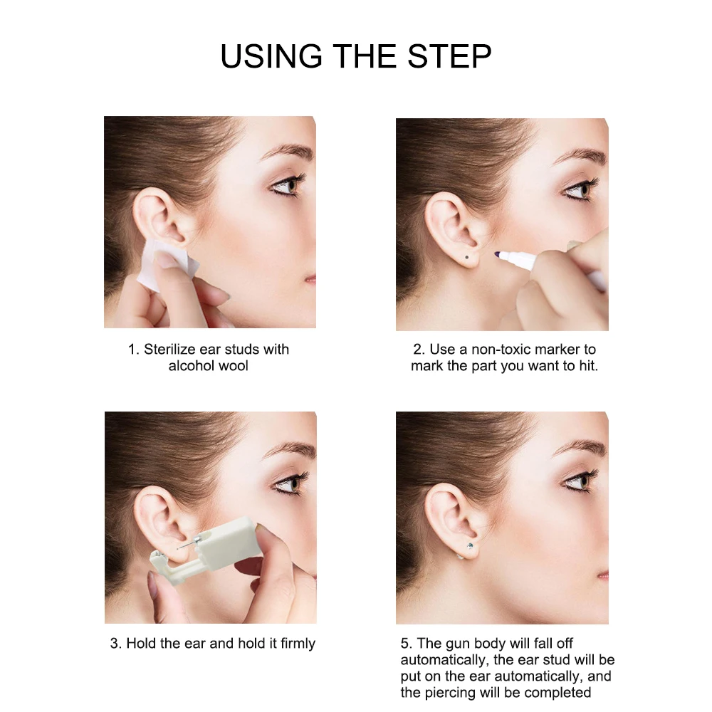 Sterlised Disposable Safety Nose Ear Piercing Device+Sterile Bezel Crystal Stud Student Tool Child Nail Gun | Дом и сад