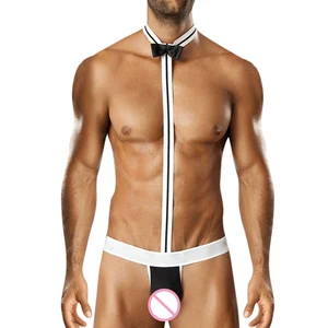 Новинка, сексуальные мужские трусики-танга, нижнее белье, сексуальный эротический костюм Официанта, боди, нижнее белье, трусы, стринги