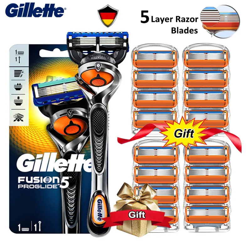 Gillette Fusion Proglide-cuchillas de afeitar para hombre, casetes originales, máquina de afeitar...