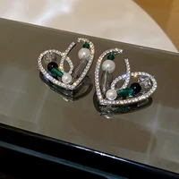 2021 new fashion shiny crystal joker drop earrings contracted senior hollow heart modelling women earrings trend fine