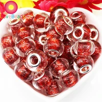 10pcs red glass beads glitter large hole european spacer beads fit pandora charm bracelet pendant charms necklace women jewelry