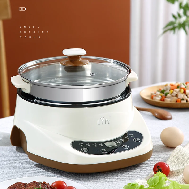 

Smart Electric Hot Pot Multi-function Cooking Frying Pan Household Non-stick Dormitory Rice Porridge Making Steamer 1.5/2.5L