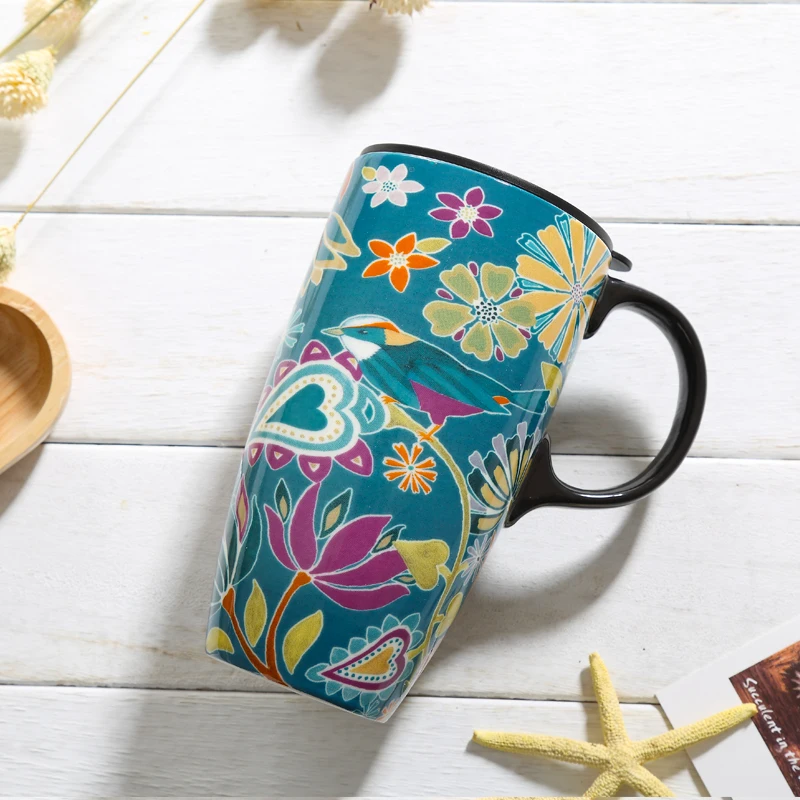 

Creative Mug Water Cup Retro Coffee Cup Ceramic Large Capacity Office Milk Tea Cup with Cover Taza Cafe Birthday Gift Box CM116
